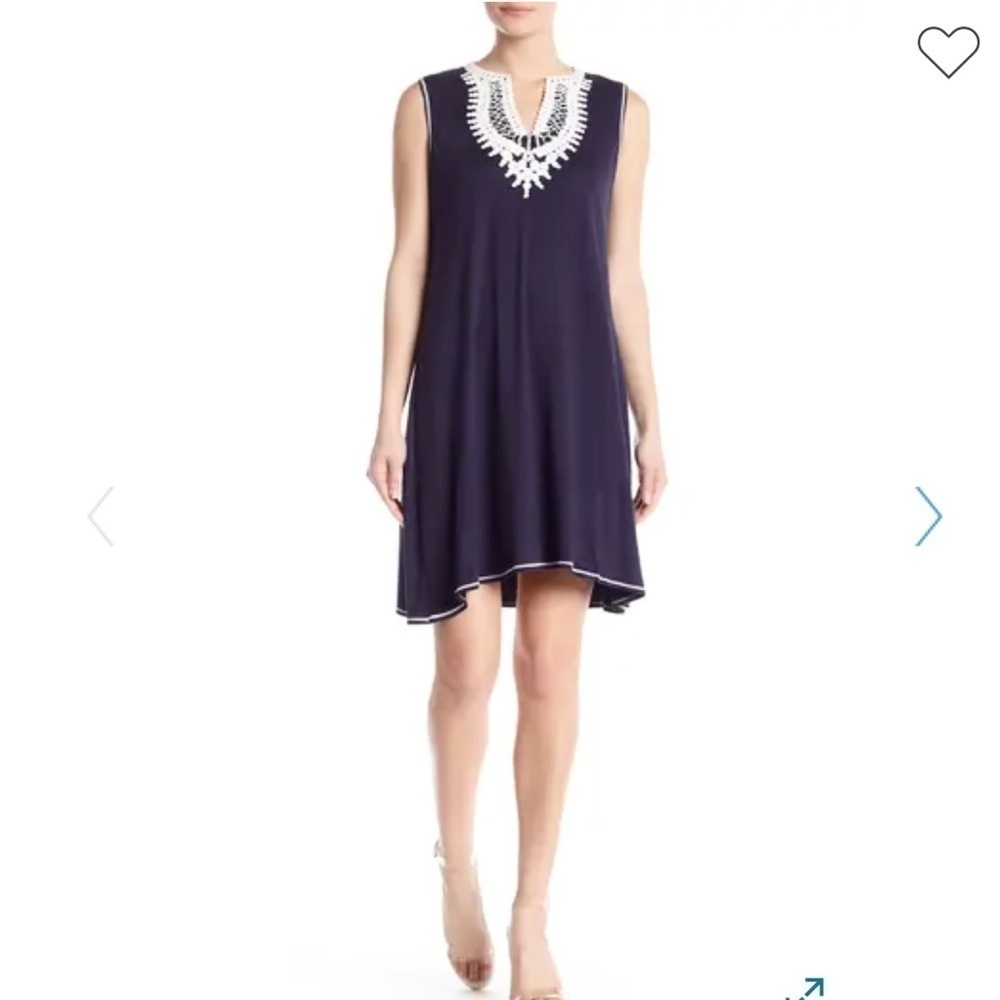 MAX STUDIO• Black Crochet Trim Knit A-Line Dress